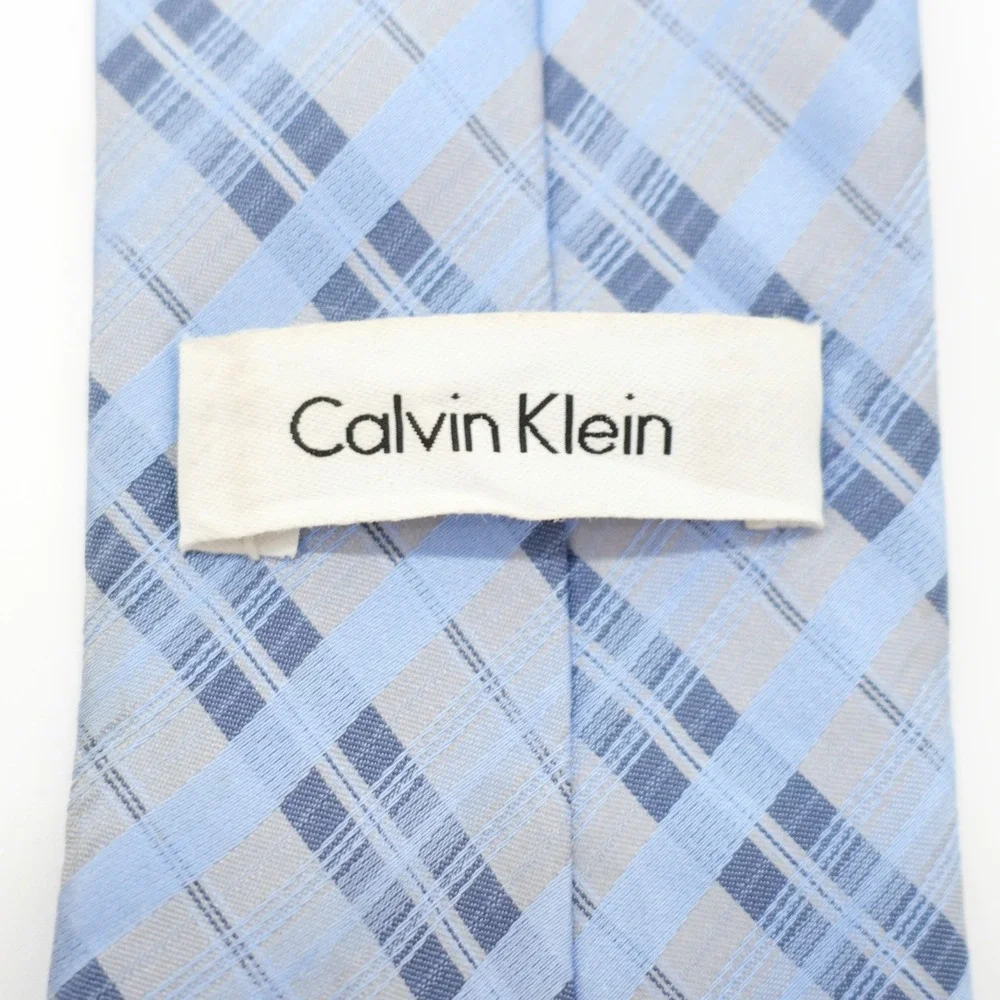 Calvin Klein Silk Tie Woven Blue‎ Plaid